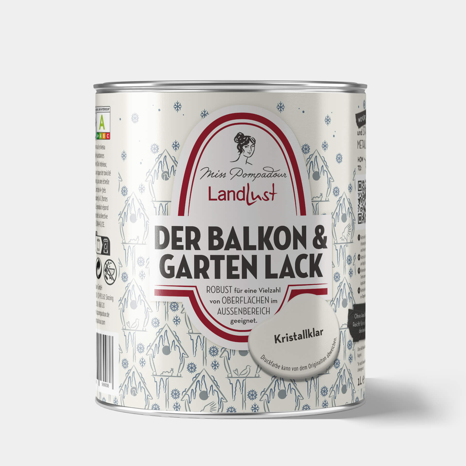 MissPompadour Kristallklar Weiß - Balkon & Garten Lack, 1L