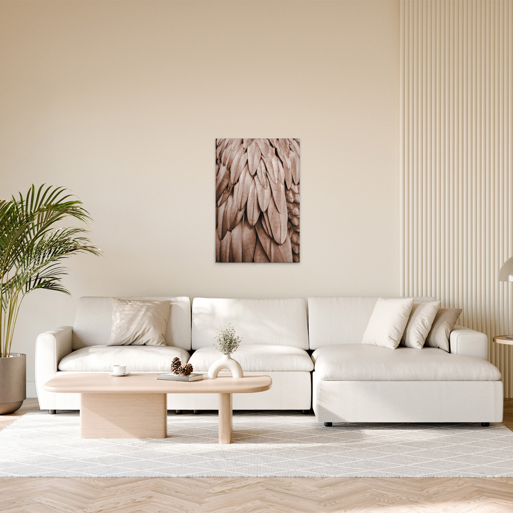 Rosa Federn Leinwandbild - 60 x 90 cm