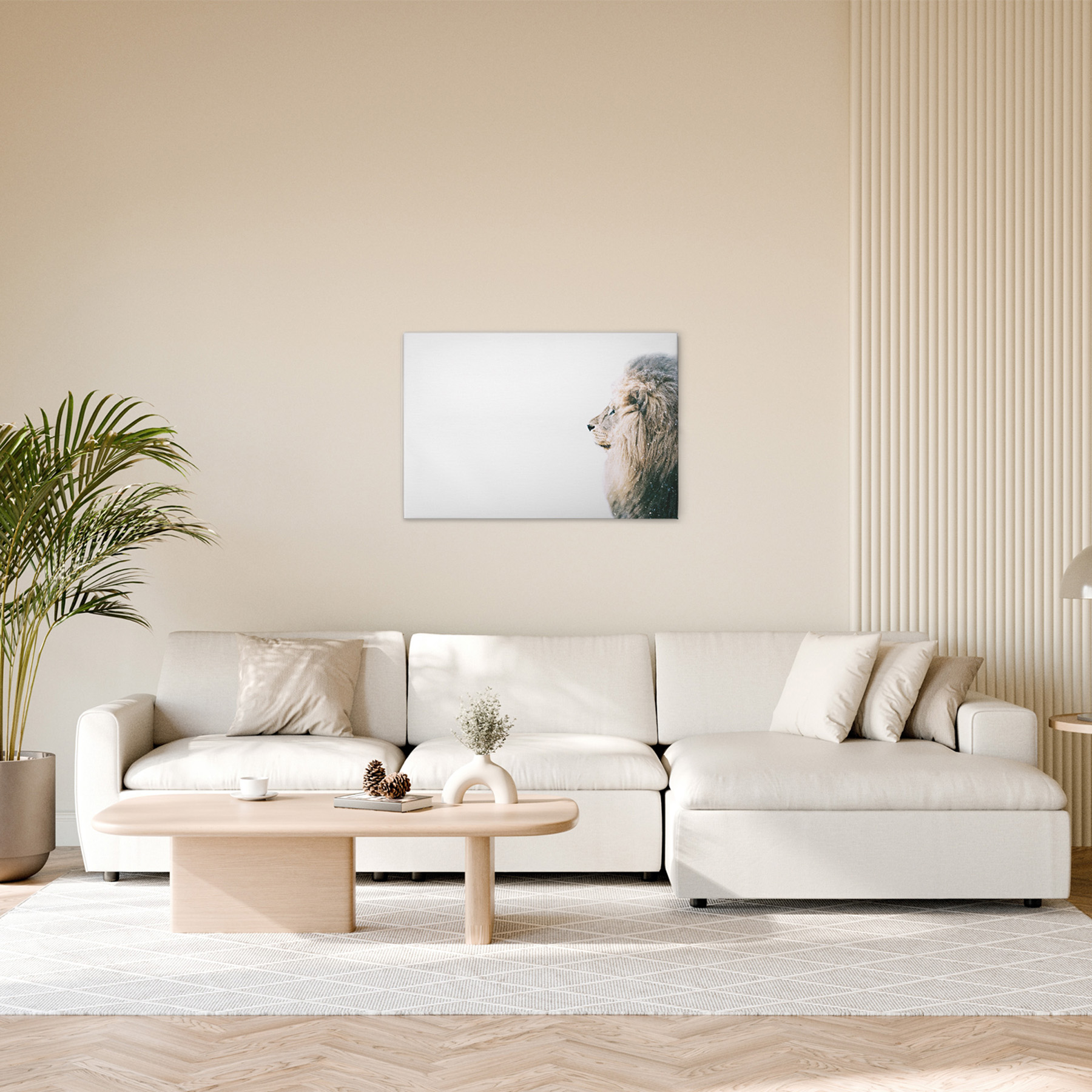 Schneelöwe Leinwandbild - 60 x 40 cm