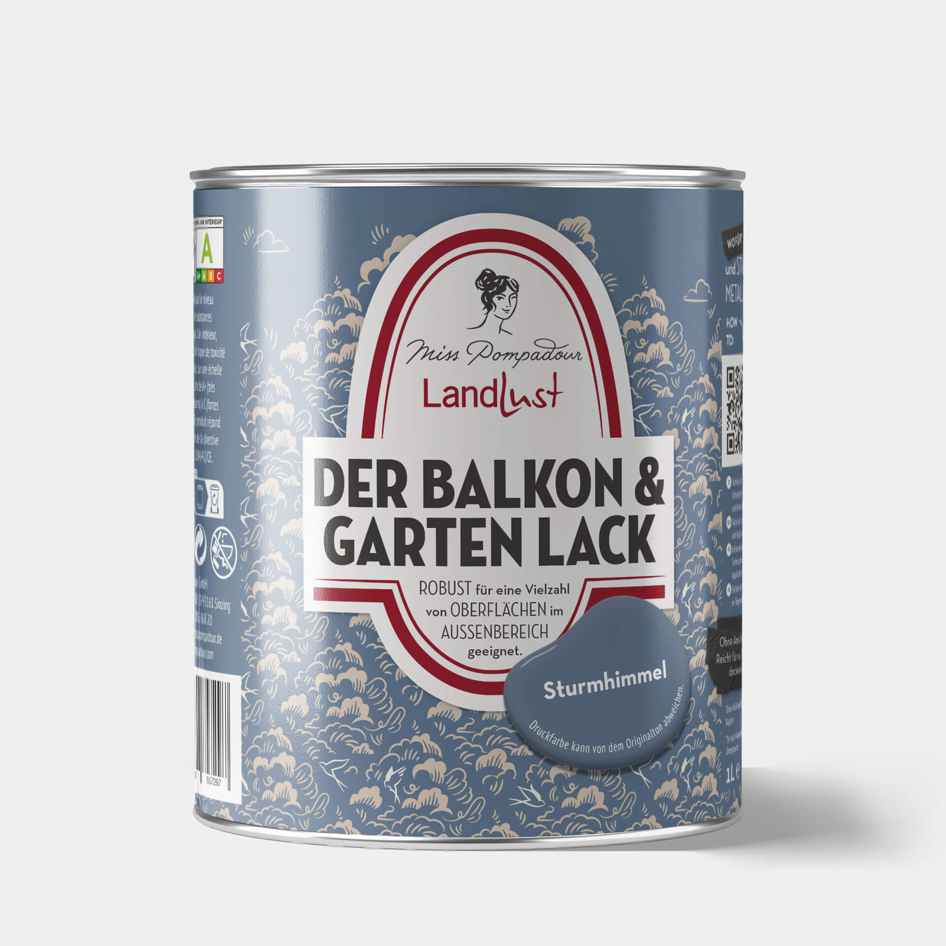 MissPompadour Sturmhimmel Blau - Balkon & Garten Lack, 1L