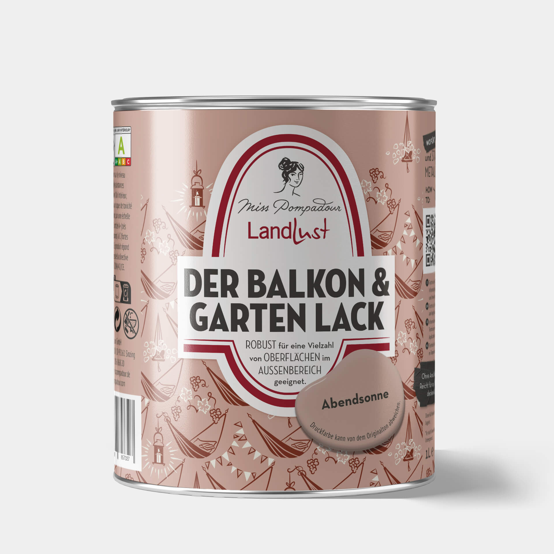MissPompadour Abendsonne Rosa - Balkon & Garten Lack, 1L