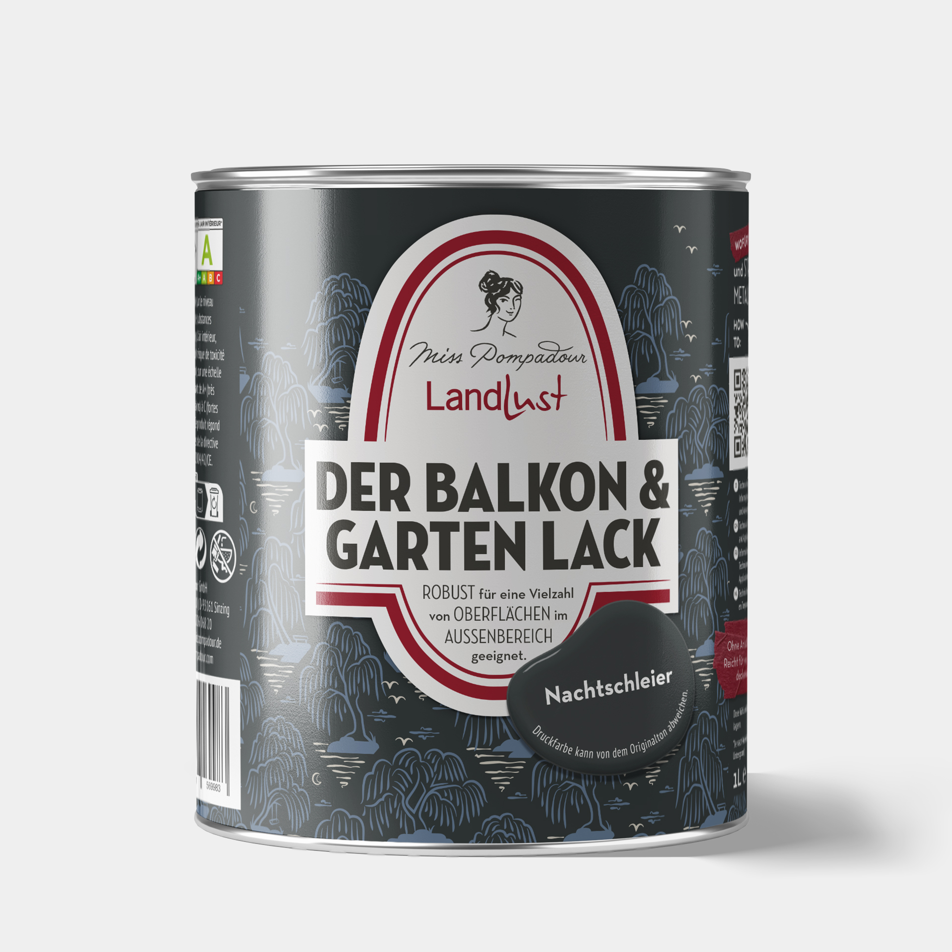 MissPompadour Nachtschleier Schwarz - Balkon & Garten Lack, 1L