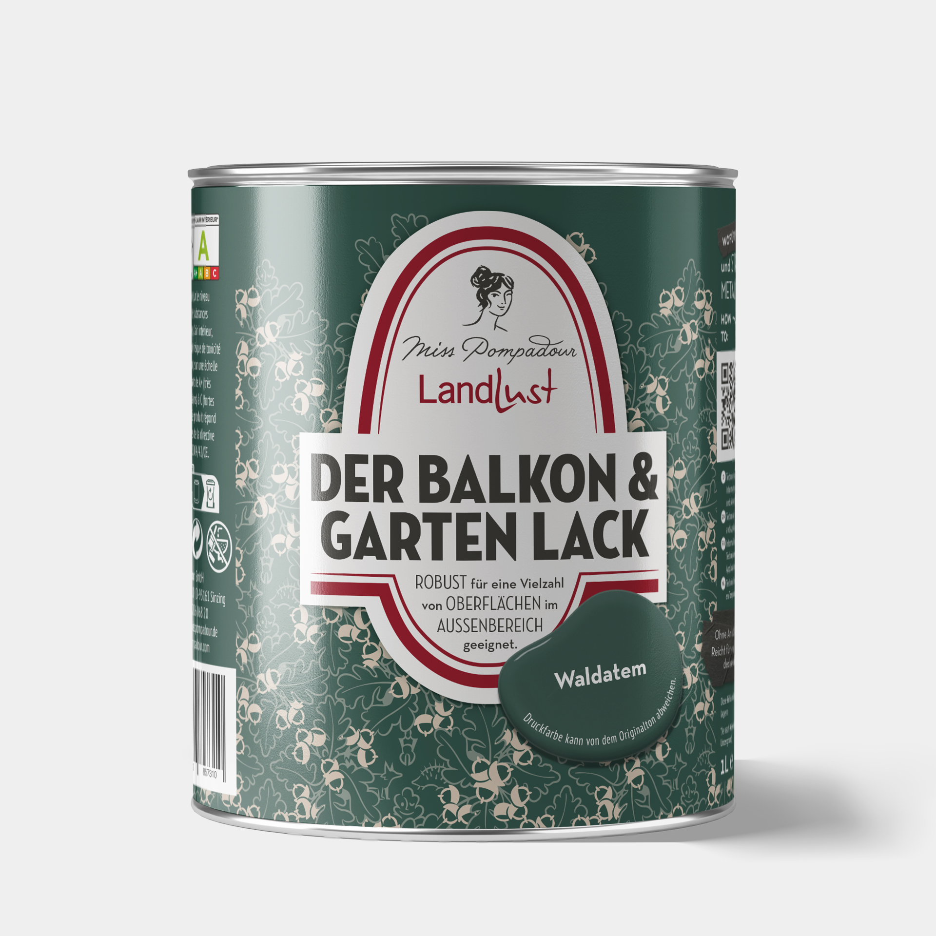 MissPompadour Waldatem Grün - Balkon & Garten Lack, 1L
