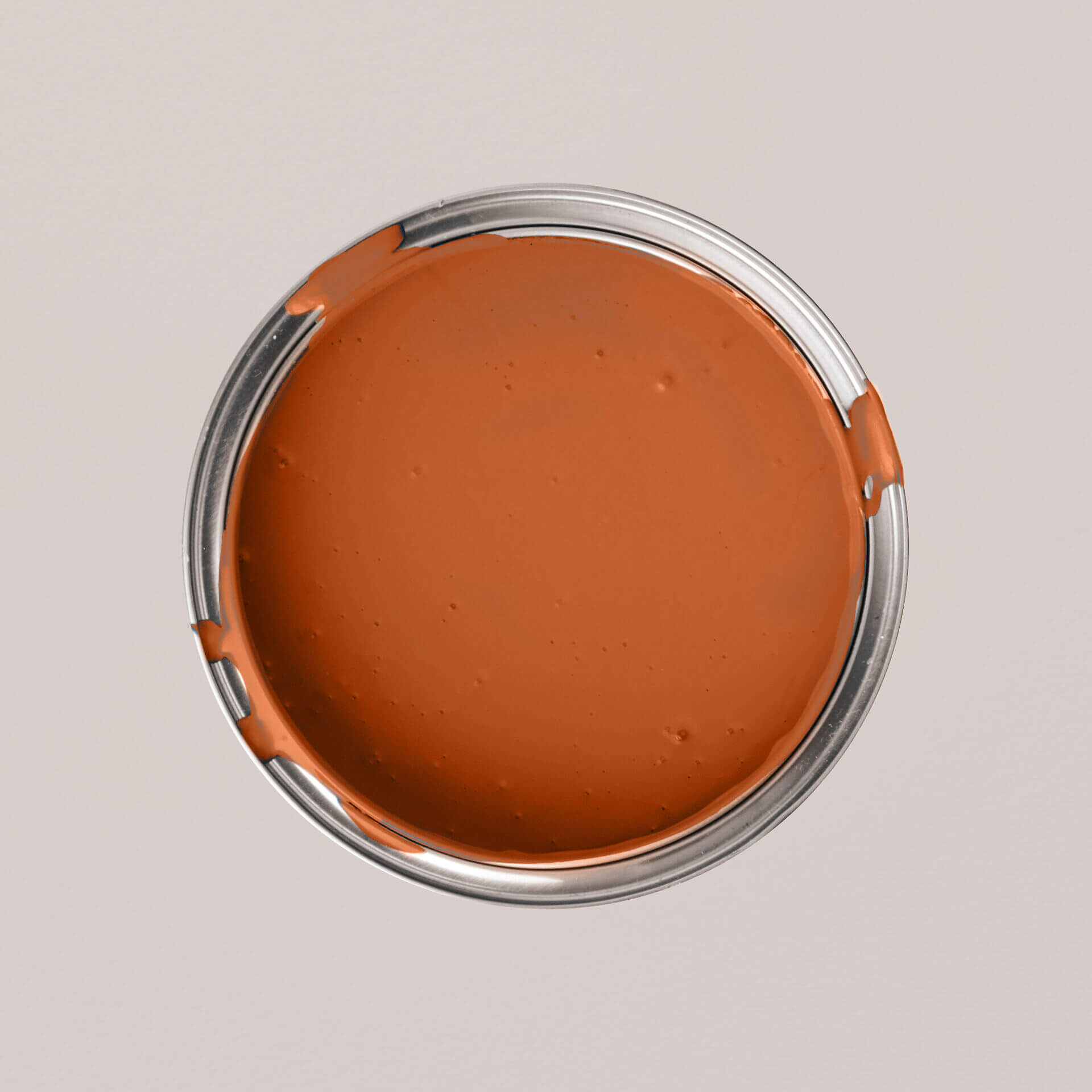 Farbenvorschau-Bild: Geöffnete Farbdose von oben mit MissPompadour Orange mit Lava