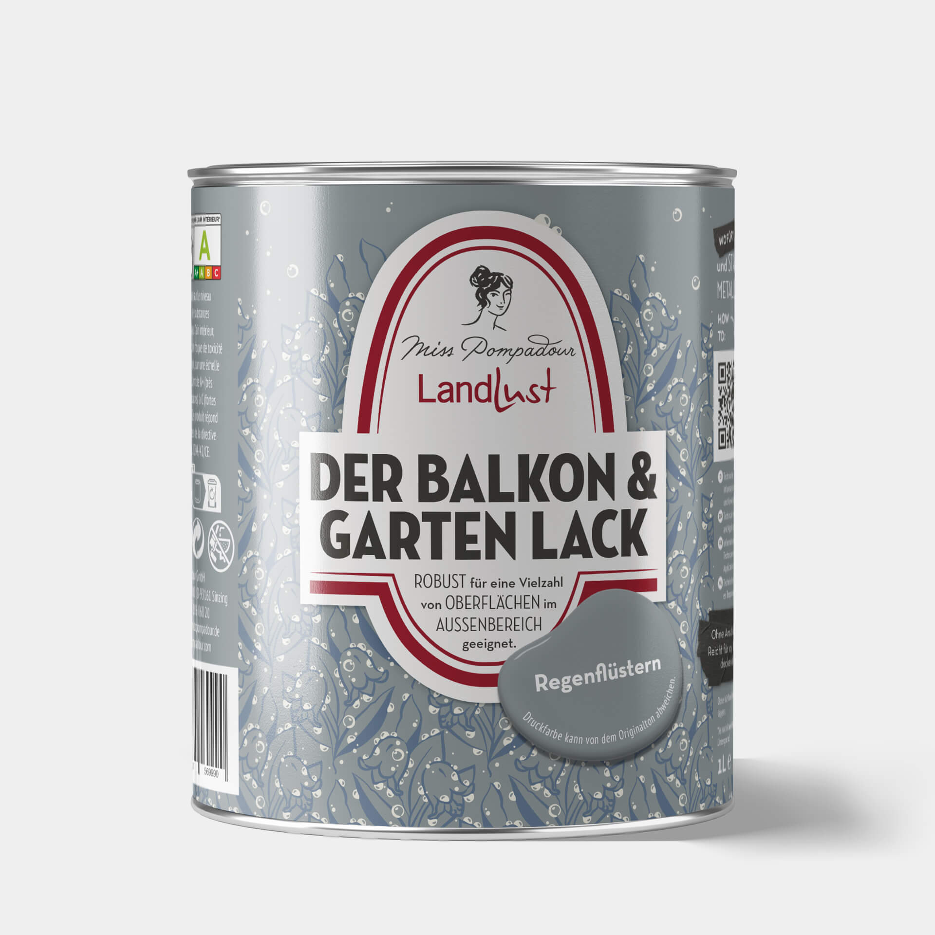 MissPompadour Regenflüstern Blau - Balkon & Garten Lack, 1L